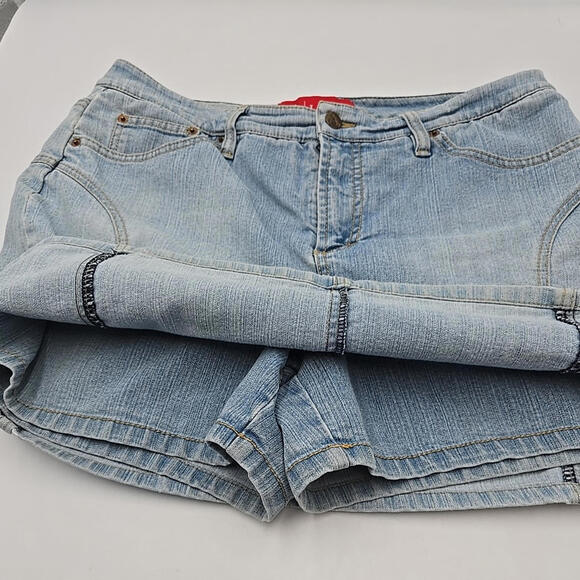 A Line Jeans Red Tag Light Wash Retro Denim 5 pocket Zip Fly Mini Y2K 12 Skort - Picture 6 of 12